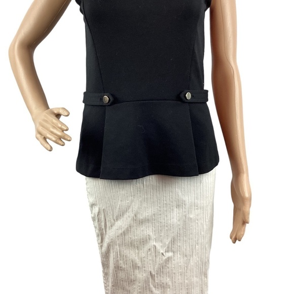 Ann Taylor Career Top Size XXS Black Sleeveless Peplum - Picture 3 of 7